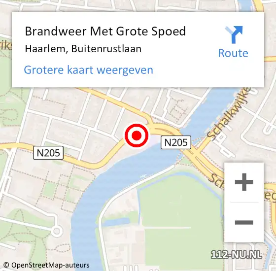 Locatie op kaart van de 112 melding: Brandweer Met Grote Spoed Naar Haarlem, Buitenrustlaan op 29 juli 2017 15:11
