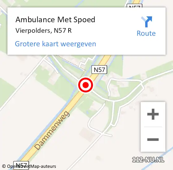 Locatie op kaart van de 112 melding: Ambulance Met Spoed Naar Vierpolders, N57 R op 29 juli 2017 15:25