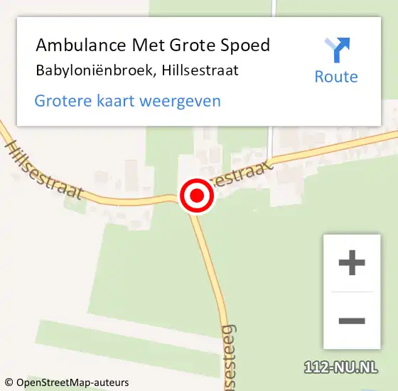 Locatie op kaart van de 112 melding: Ambulance Met Grote Spoed Naar Babyloniënbroek, Hillsestraat op 29 juli 2017 15:59