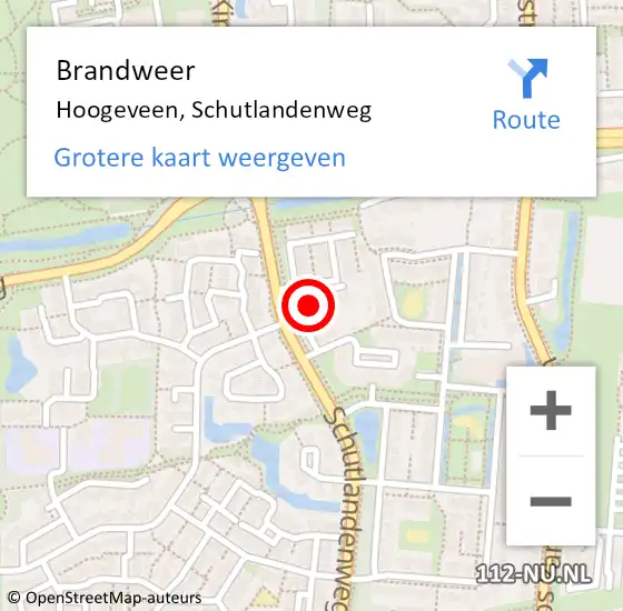 Locatie op kaart van de 112 melding: Brandweer Hoogeveen, Schutlandenweg op 28 januari 2014 12:24