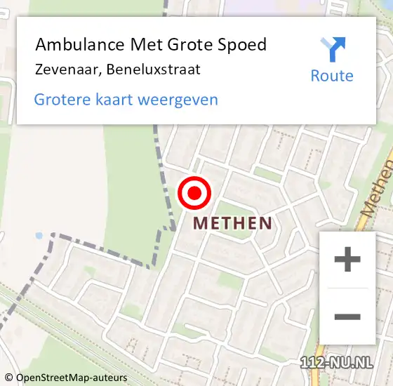 Locatie op kaart van de 112 melding: Ambulance Met Grote Spoed Naar Zevenaar, Beneluxstraat op 29 juli 2017 17:24