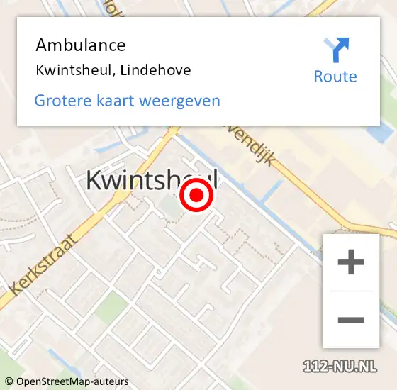 Locatie op kaart van de 112 melding: Ambulance Kwintsheul, Lindehove op 29 juli 2017 17:39