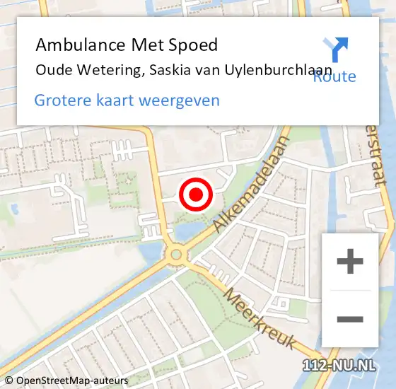 Locatie op kaart van de 112 melding: Ambulance Met Spoed Naar Oude Wetering, Saskia van Uylenburchlaan op 29 juli 2017 17:58