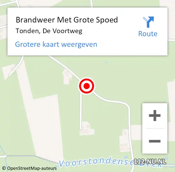 Locatie op kaart van de 112 melding: Brandweer Met Grote Spoed Naar Tonden, De Voortweg op 29 juli 2017 18:55