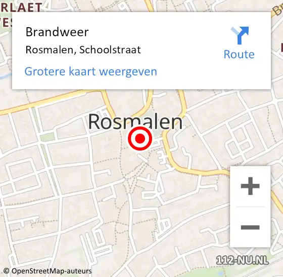 Locatie op kaart van de 112 melding: Brandweer Rosmalen, Schoolstraat op 28 januari 2014 12:33