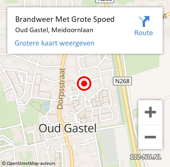 Locatie op kaart van de 112 melding: Brandweer Met Grote Spoed Naar Oud Gastel, Meidoornlaan op 29 juli 2017 19:58