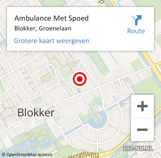 Locatie op kaart van de 112 melding: Ambulance Met Spoed Naar Blokker, Groenelaan op 29 juli 2017 20:18