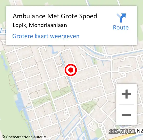 Locatie op kaart van de 112 melding: Ambulance Met Grote Spoed Naar Lopik, Mondriaanlaan op 29 juli 2017 20:51