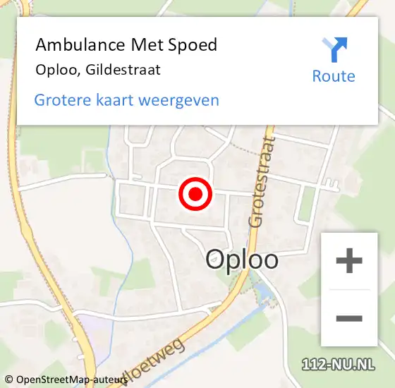 Locatie op kaart van de 112 melding: Ambulance Met Spoed Naar Oploo, Gildestraat op 29 juli 2017 21:20