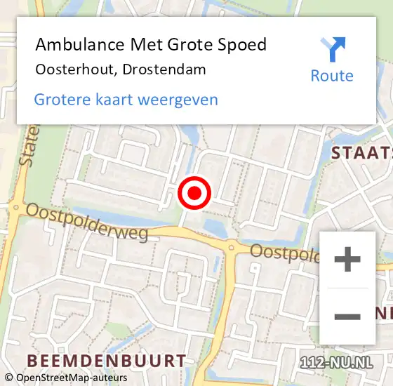 Locatie op kaart van de 112 melding: Ambulance Met Grote Spoed Naar Oosterhout, Drostendam op 29 juli 2017 21:31