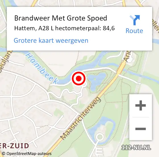 Locatie op kaart van de 112 melding: Brandweer Met Grote Spoed Naar Hattem, A28 L hectometerpaal: 86,6 op 29 juli 2017 21:45