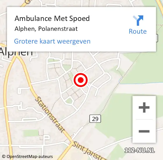 Locatie op kaart van de 112 melding: Ambulance Met Spoed Naar Alphen, Polanenstraat op 29 juli 2017 23:08