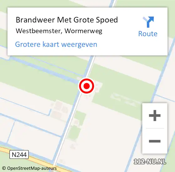 Locatie op kaart van de 112 melding: Brandweer Met Grote Spoed Naar Westbeemster, Wormerweg op 29 juli 2017 23:20