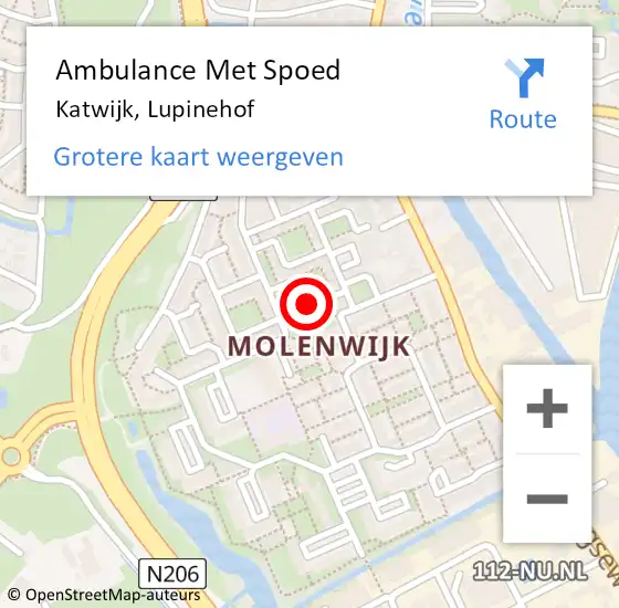 Locatie op kaart van de 112 melding: Ambulance Met Spoed Naar Katwijk, Lupinehof op 30 juli 2017 00:10