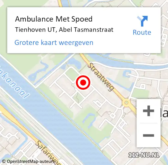 Locatie op kaart van de 112 melding: Ambulance Met Spoed Naar Tienhoven UT, Abel Tasmanstraat op 30 juli 2017 00:11