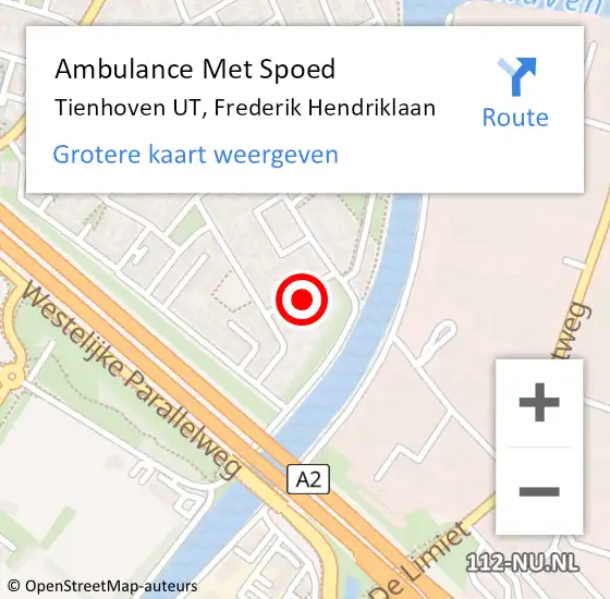 Locatie op kaart van de 112 melding: Ambulance Met Spoed Naar Tienhoven UT, Frederik Hendriklaan op 30 juli 2017 00:37