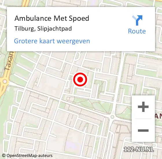 Locatie op kaart van de 112 melding: Ambulance Met Spoed Naar Tilburg, Slipjachtpad op 30 juli 2017 02:21