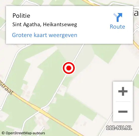 Locatie op kaart van de 112 melding: Politie Sint Agatha, Heikantseweg op 20 september 2013 16:35