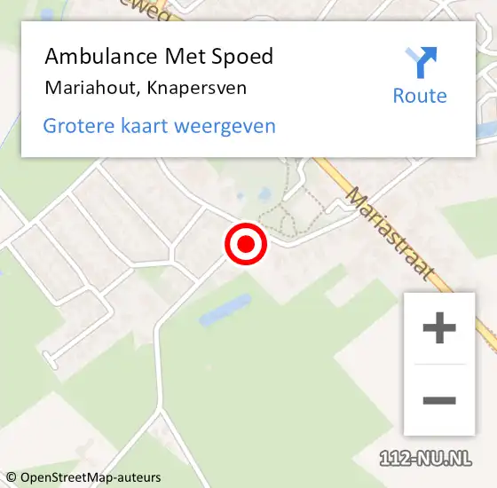 Locatie op kaart van de 112 melding: Ambulance Met Spoed Naar Mariahout, Knapersven op 30 juli 2017 05:53