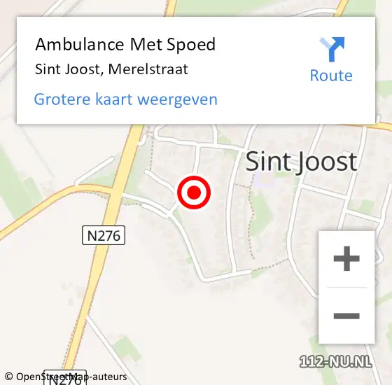 Locatie op kaart van de 112 melding: Ambulance Met Spoed Naar Sint Joost, Merelstraat op 30 juli 2017 06:05