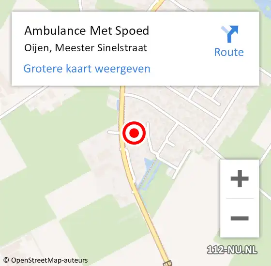 Locatie op kaart van de 112 melding: Ambulance Met Spoed Naar Oijen, Meester Sinelstraat op 30 juli 2017 07:03