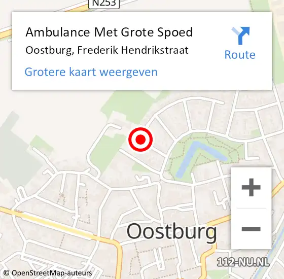 Locatie op kaart van de 112 melding: Ambulance Met Grote Spoed Naar Oostburg, Frederik Hendrikstraat op 30 juli 2017 07:09