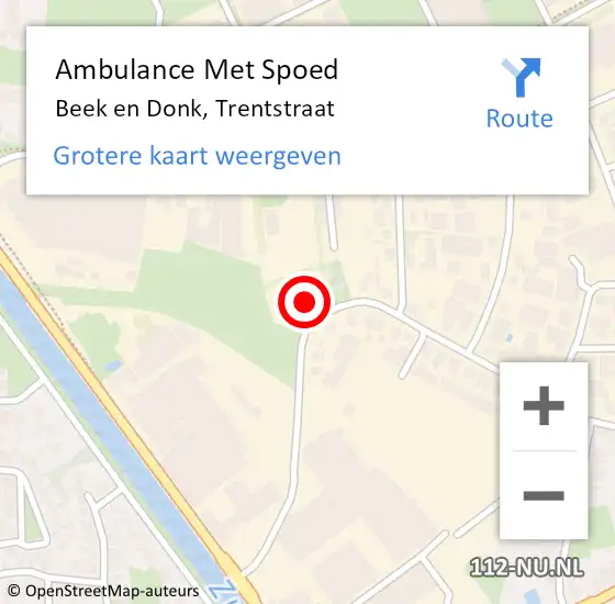 Locatie op kaart van de 112 melding: Ambulance Met Spoed Naar Beek en Donk, Trentstraat op 30 juli 2017 07:43