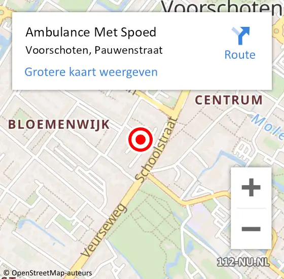 Locatie op kaart van de 112 melding: Ambulance Met Spoed Naar Voorschoten, Pauwenstraat op 30 juli 2017 08:57