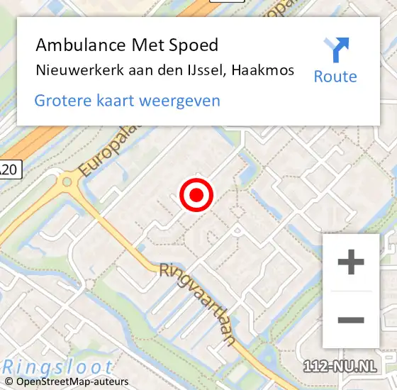 Locatie op kaart van de 112 melding: Ambulance Met Spoed Naar Nieuwerkerk aan den IJssel, Haakmos op 30 juli 2017 09:13
