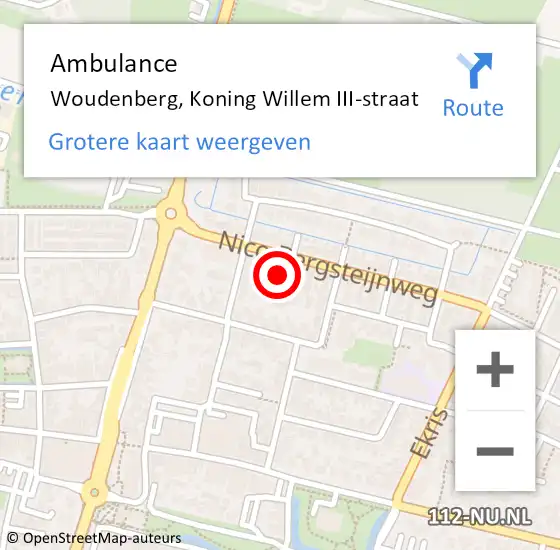 Locatie op kaart van de 112 melding: Ambulance Woudenberg, Koning Willem III-straat op 30 juli 2017 10:01