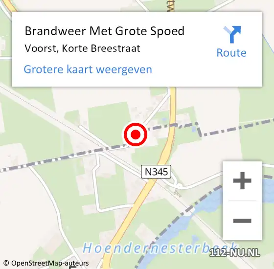 Locatie op kaart van de 112 melding: Brandweer Met Grote Spoed Naar Voorst, Korte Breestraat op 30 juli 2017 10:25