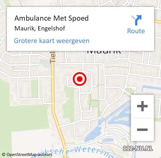 Locatie op kaart van de 112 melding: Ambulance Met Spoed Naar Maurik, Engelshof op 30 juli 2017 10:28