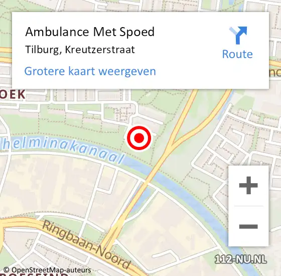 Locatie op kaart van de 112 melding: Ambulance Met Spoed Naar Tilburg, Kreutzerstraat op 30 juli 2017 11:03