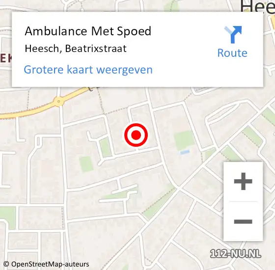 Locatie op kaart van de 112 melding: Ambulance Met Spoed Naar Heesch, Beatrixstraat op 30 juli 2017 11:48