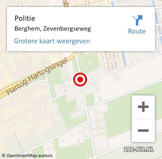 Locatie op kaart van de 112 melding: Politie Berghem, Zevenbergseweg op 30 juli 2017 11:55