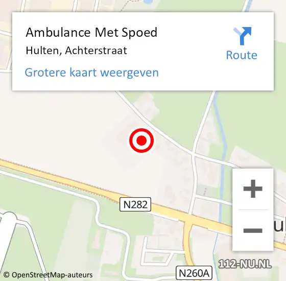 Locatie op kaart van de 112 melding: Ambulance Met Spoed Naar Hulten, Achterstraat op 30 juli 2017 12:27