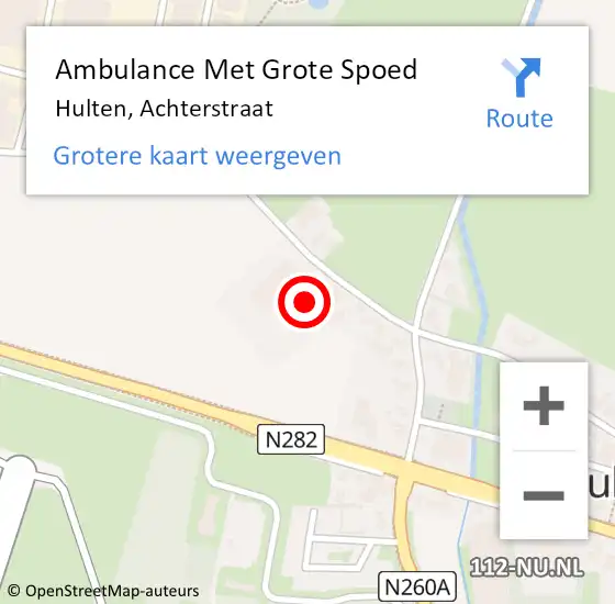 Locatie op kaart van de 112 melding: Ambulance Met Grote Spoed Naar Hulten, Achterstraat op 30 juli 2017 12:31