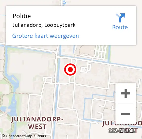 Locatie op kaart van de 112 melding: Politie Julianadorp, Loopuytpark op 30 juli 2017 15:01