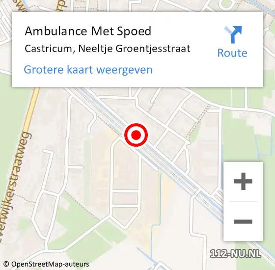 Locatie op kaart van de 112 melding: Ambulance Met Spoed Naar Castricum, Neeltje Groentjesstraat op 30 juli 2017 16:13