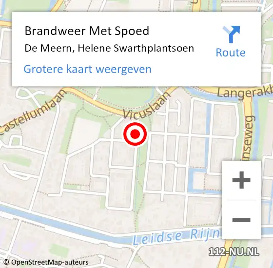 Locatie op kaart van de 112 melding: Brandweer Met Spoed Naar De Meern, Helene Swarthplantsoen op 30 juli 2017 17:40