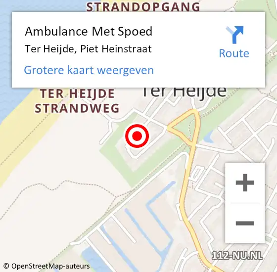 Locatie op kaart van de 112 melding: Ambulance Met Spoed Naar Ter Heijde, Piet Heinstraat op 30 juli 2017 19:11