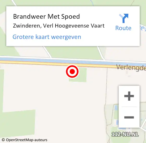 Locatie op kaart van de 112 melding: Brandweer Met Spoed Naar Zwinderen, Verl Hoogeveense Vaart op 30 juli 2017 19:39