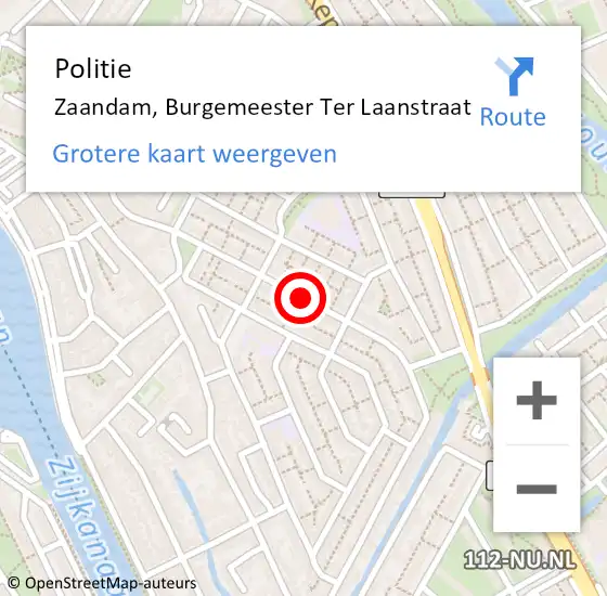 Locatie op kaart van de 112 melding: Politie Zaandam, Burgemeester Ter Laanstraat op 30 juli 2017 19:54