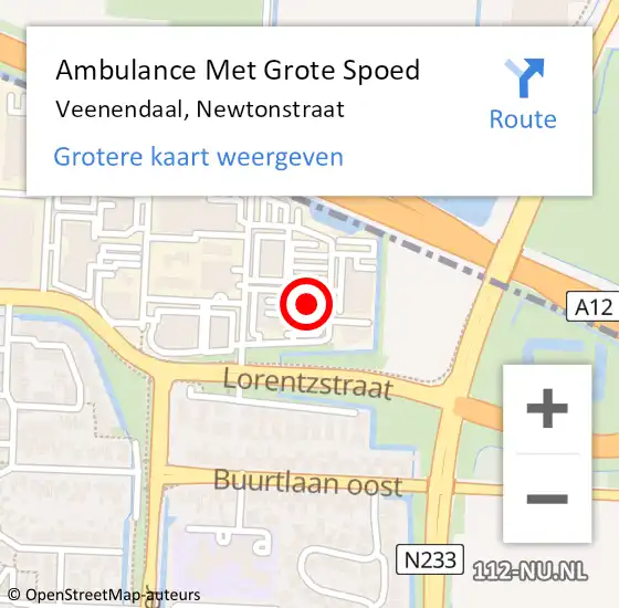 Locatie op kaart van de 112 melding: Ambulance Met Grote Spoed Naar Veenendaal, Newtonstraat op 30 juli 2017 20:26