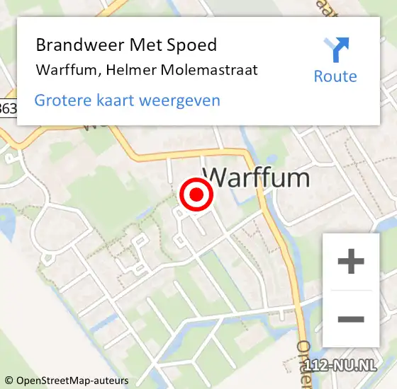 Locatie op kaart van de 112 melding: Brandweer Met Spoed Naar Warffum, Helmer Molemastraat op 30 juli 2017 20:43