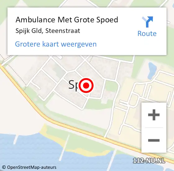 Locatie op kaart van de 112 melding: Ambulance Met Grote Spoed Naar Spijk Gld, Steenstraat op 30 juli 2017 21:40