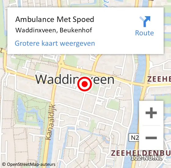 Locatie op kaart van de 112 melding: Ambulance Met Spoed Naar Waddinxveen, Beukenhof op 30 juli 2017 21:45