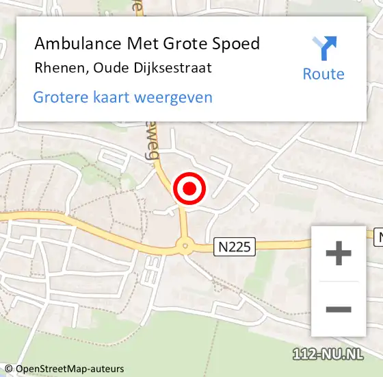 Locatie op kaart van de 112 melding: Ambulance Met Grote Spoed Naar Rhenen, Oude Dijksestraat op 30 juli 2017 21:57