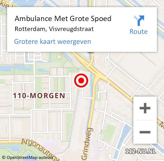 Locatie op kaart van de 112 melding: Ambulance Met Grote Spoed Naar Rotterdam, Visvreugdstraat op 30 juli 2017 23:29
