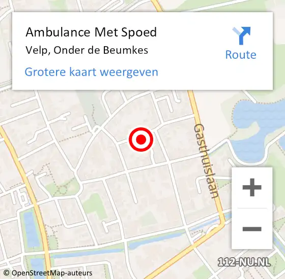 Locatie op kaart van de 112 melding: Ambulance Met Spoed Naar Velp, Onder de Beumkes op 31 juli 2017 00:40